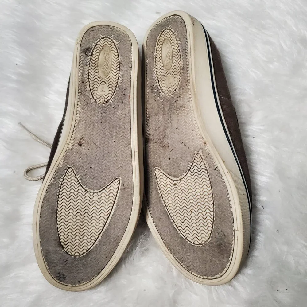 Y2K Mens Faded Glory Canvas Boat Shoes, Slip Ons, Deck Shoes, 8